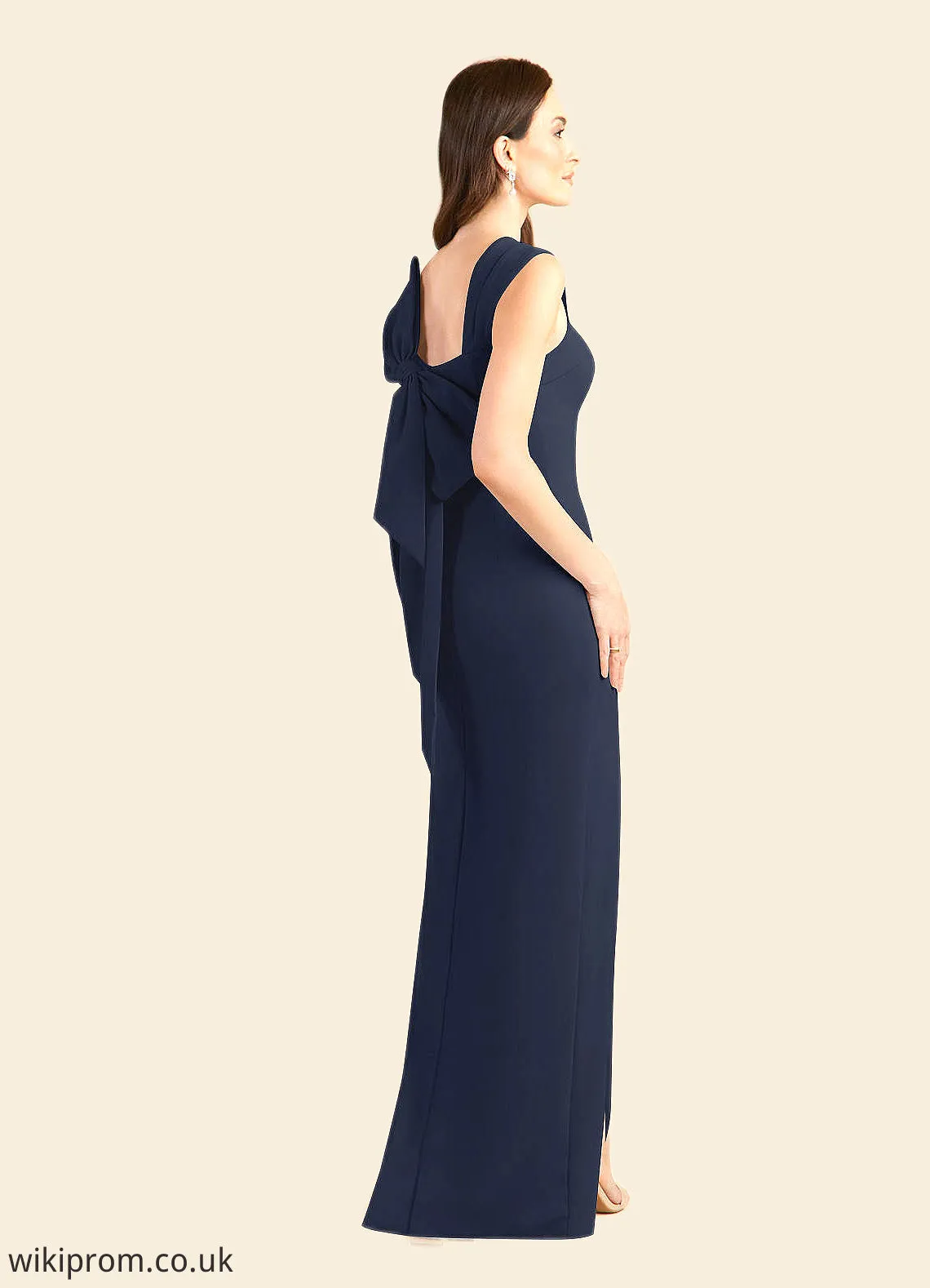 Kristina Sheath Side Slit Stretch Crepe Floor-Length Dress SWKP0022647