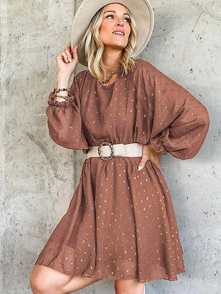 Lantern Sleeve Printed Dress