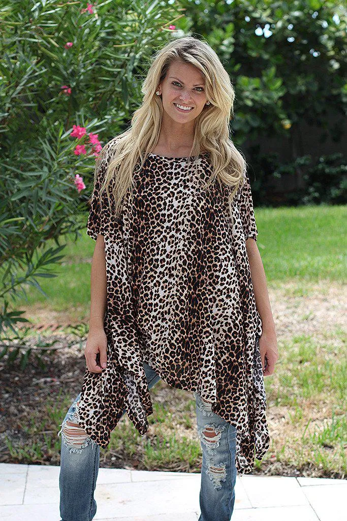 Leopard Poncho Style Tunic