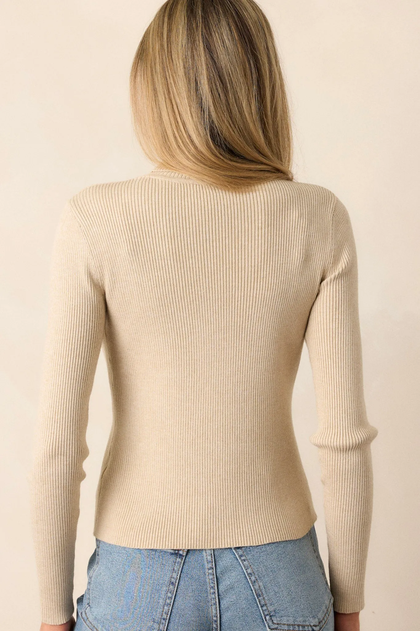 Let It Be Khaki Ribbed Long Sleeve Turtleneck Sweater