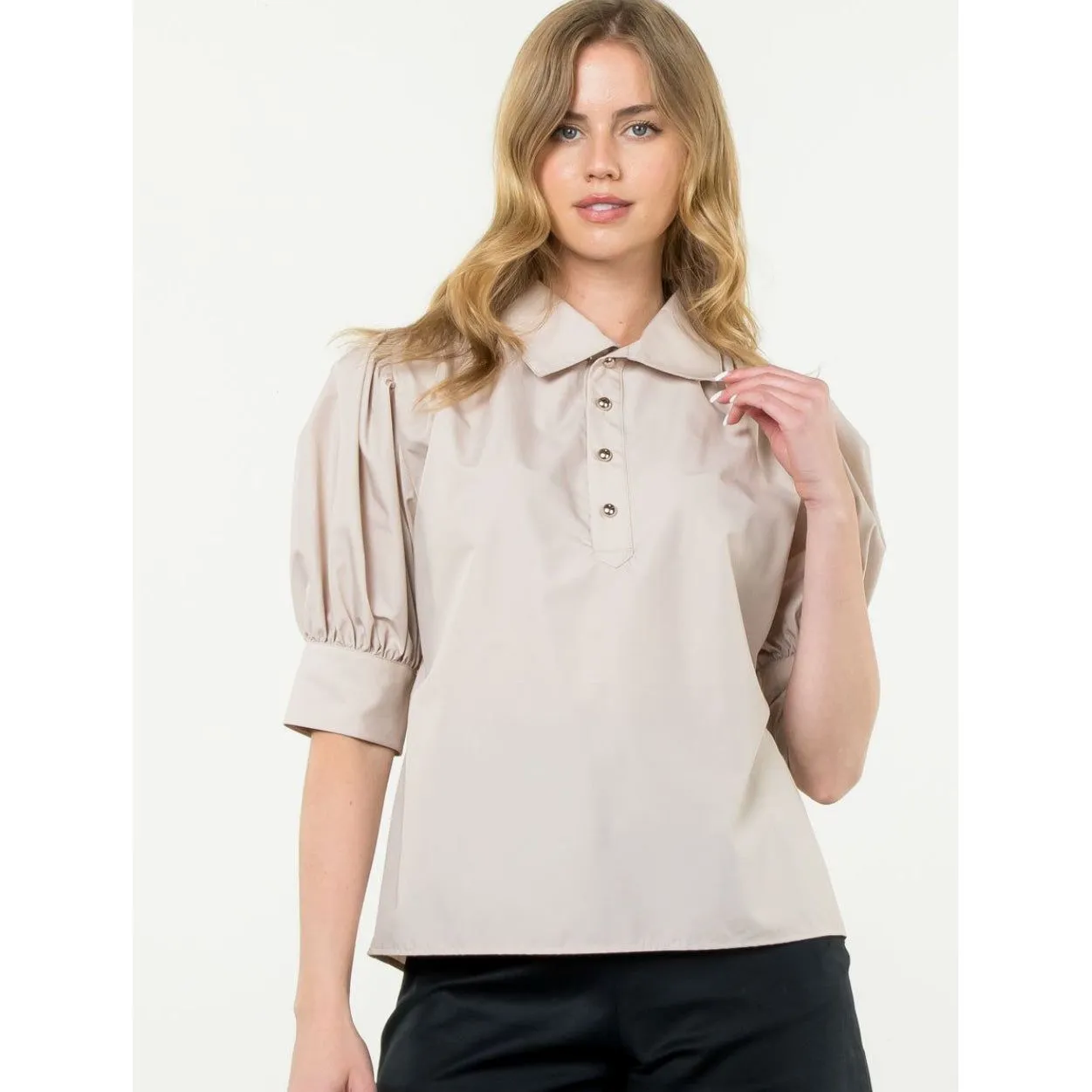 Lidia Short Sleeve CollaredTHML Top