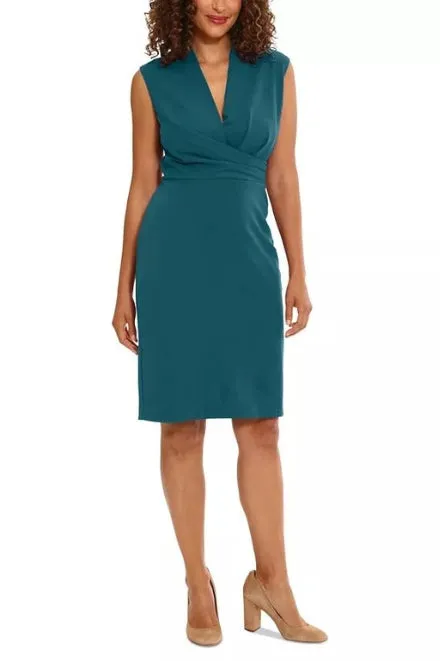 London Times Sleeveless V-Neck Sheath Dress