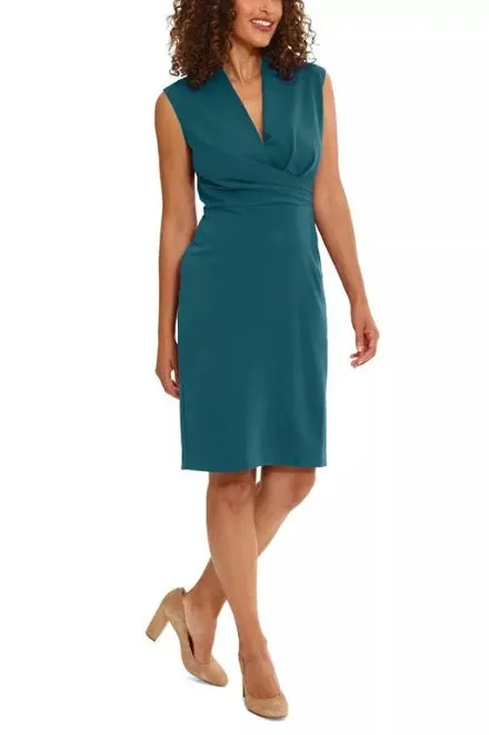 London Times Sleeveless V-Neck Sheath Dress