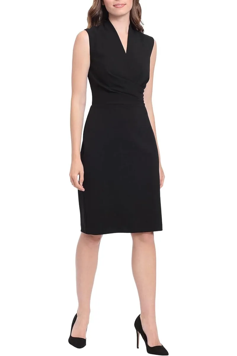 London Times Sleeveless V-Neck Sheath Dress