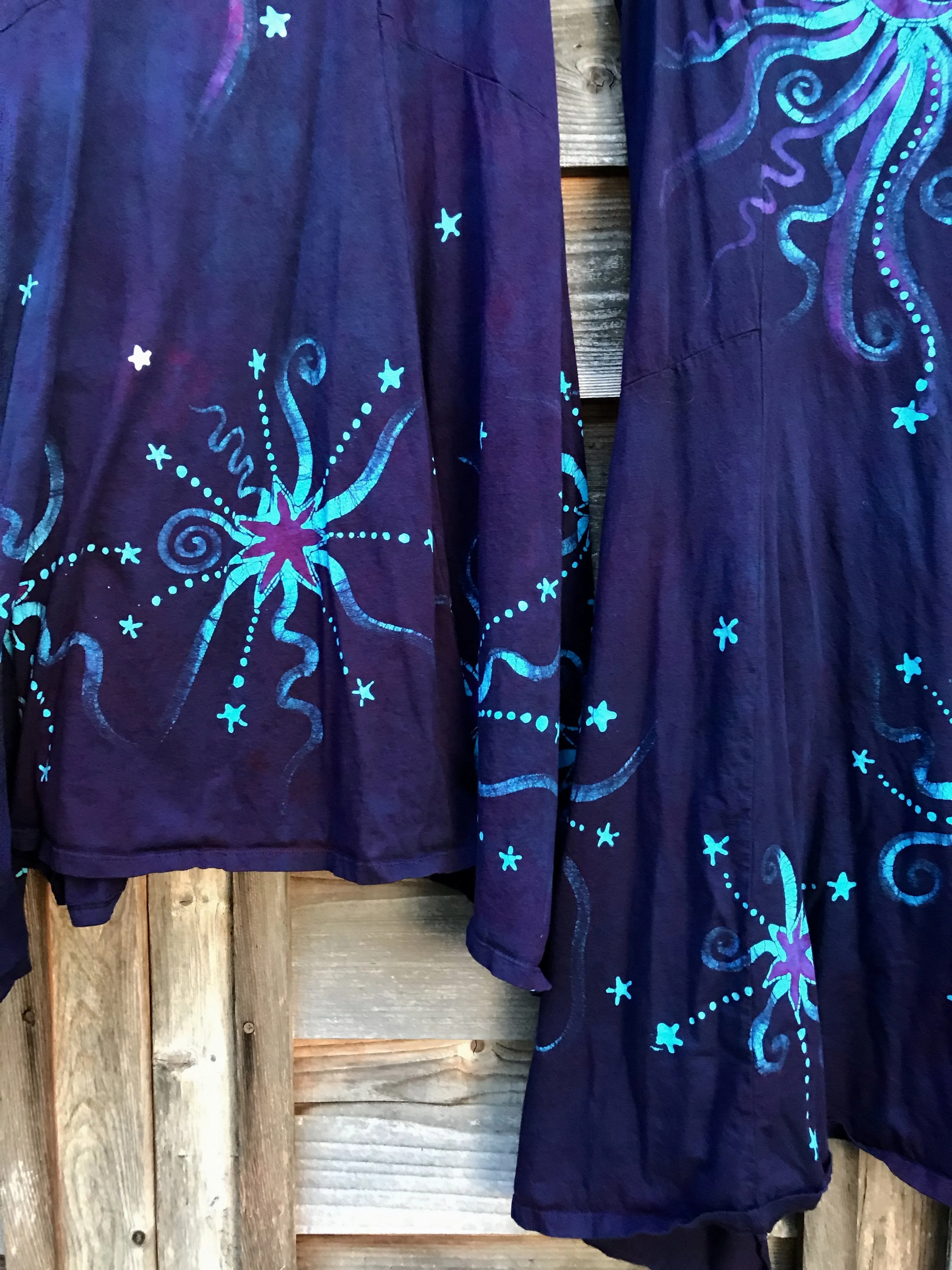 Midnight Moonbeams & Purple Star Glow Handmade Batik Dress