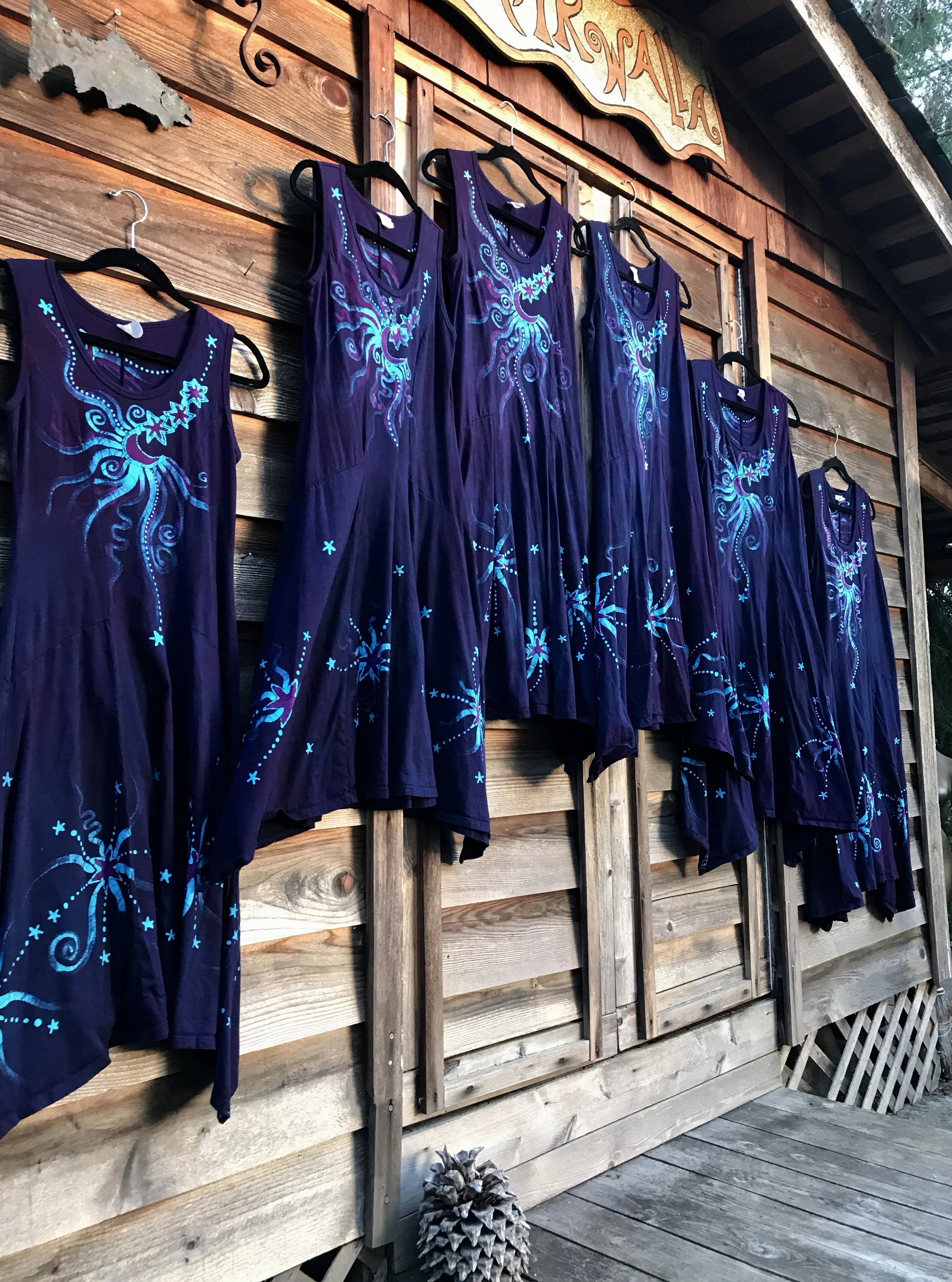 Midnight Moonbeams & Purple Star Glow Handmade Batik Dress