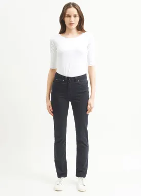 Mimosa high waist pants - slim fit, in stretch cotton (NAVY)