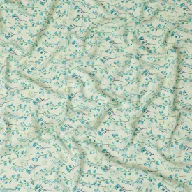 Mint green synthetic crepe fabric with multicolor print in floral design-D17345 (3.25 mtrs)