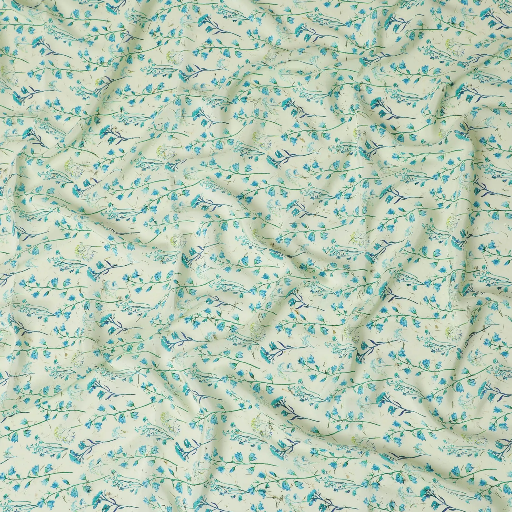 Mint green synthetic crepe fabric with multicolor print in floral design-D17345 (3.25 mtrs)