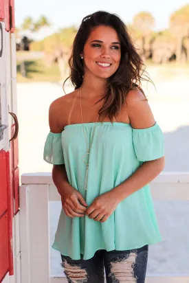 Mint Off Shoulder Top