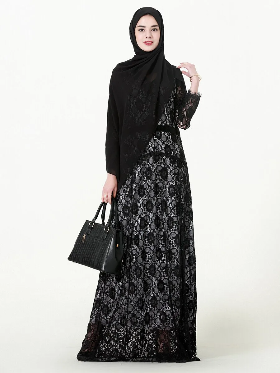 Muslim Abaya Arab Turkey Hot Spot Muslim Cardigan Print Robe Long Dress 1570