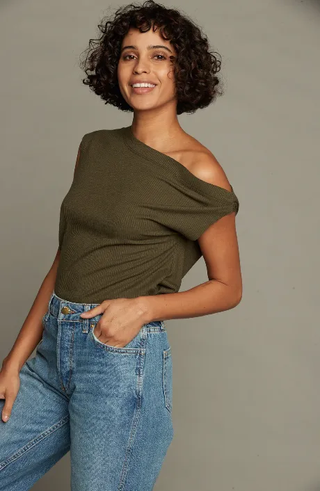 NEW!! Drop Shoulder Top in Olive by Sunday Ritual