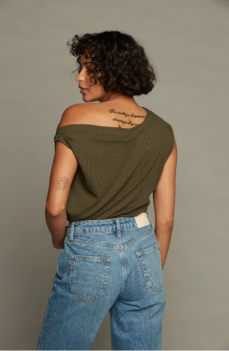 NEW!! Drop Shoulder Top in Olive by Sunday Ritual