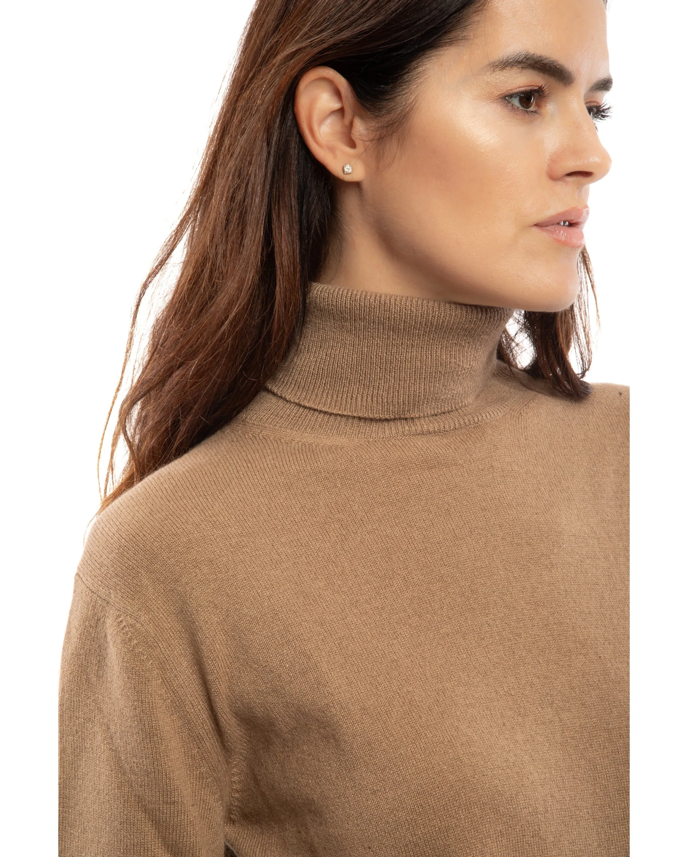 NEW FALL 24 - Women's Pure Cashmere Turtleneck Sweater Brown