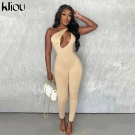 One shoulder sexy cut out jumpsuit