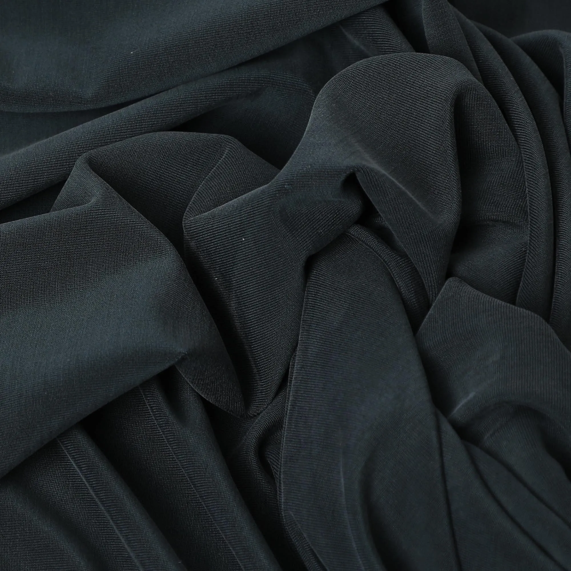 Petrol green plain blended polyester cupro silk jersey fabric-D6967