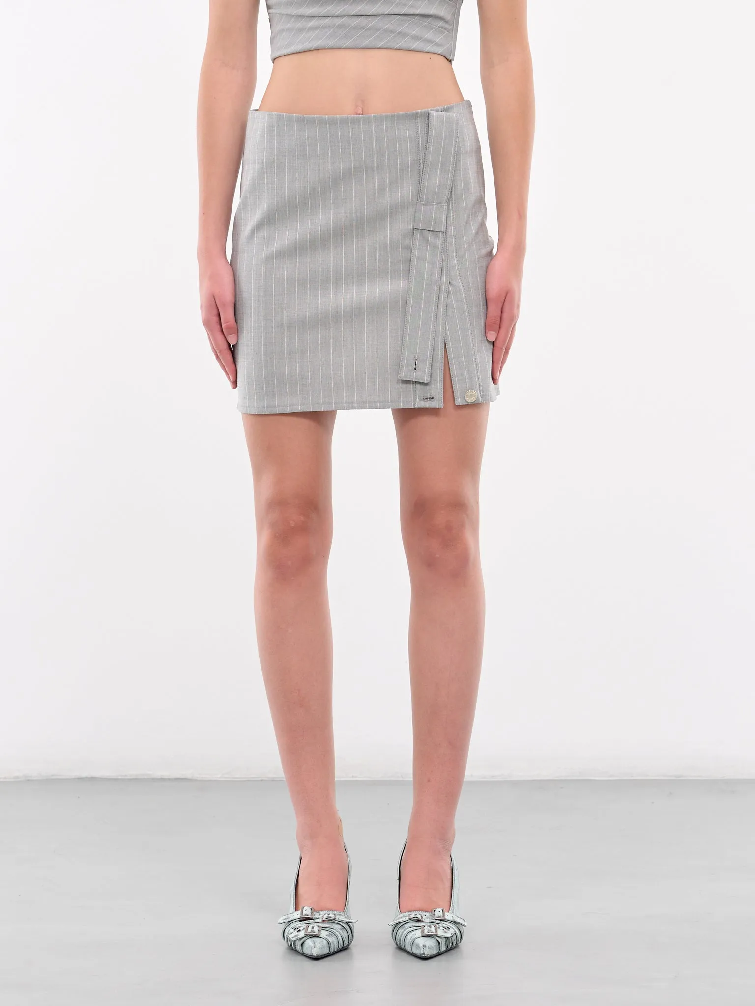 Pinstripe Mini Skirt (A0105-8725-MULTI-GREY)