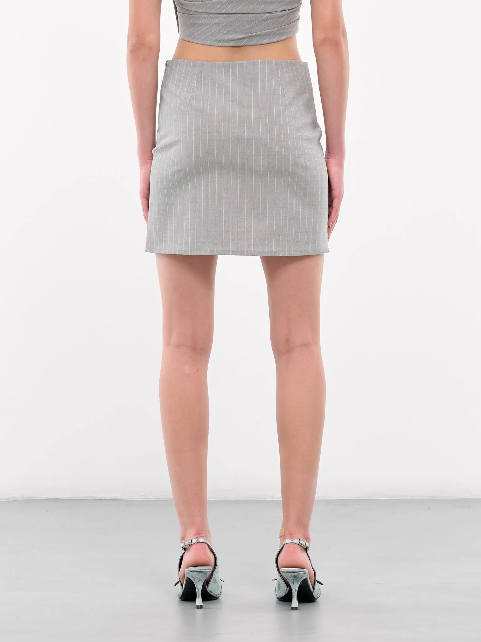 Pinstripe Mini Skirt (A0105-8725-MULTI-GREY)