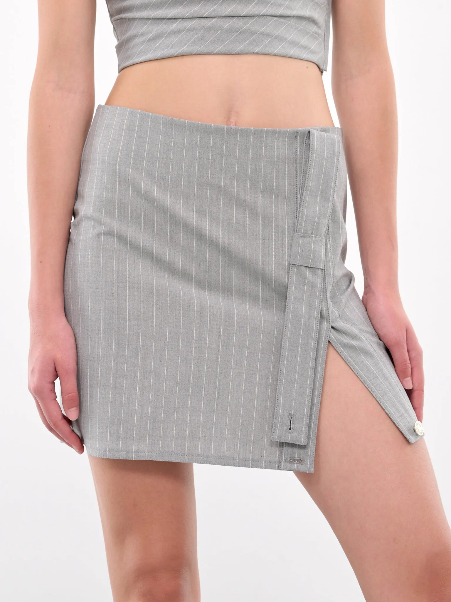 Pinstripe Mini Skirt (A0105-8725-MULTI-GREY)