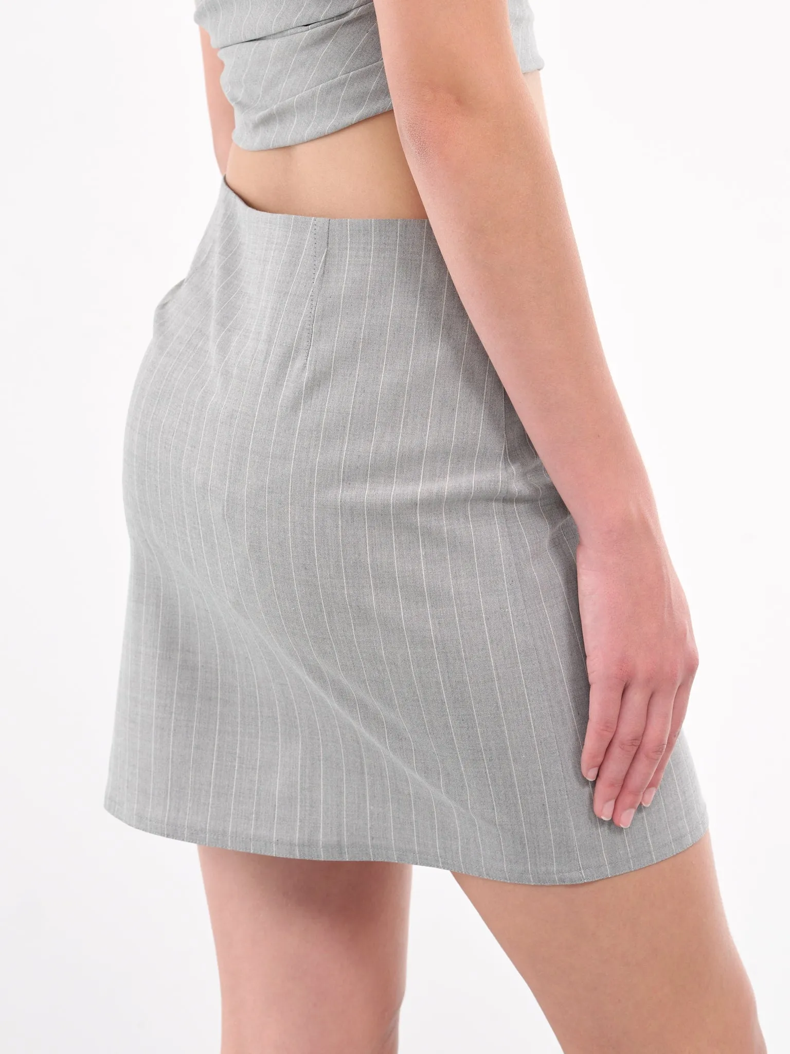 Pinstripe Mini Skirt (A0105-8725-MULTI-GREY)