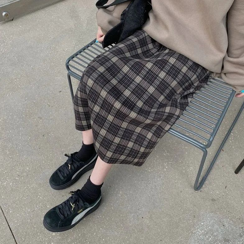 Plaid Ankle-Length Skirt