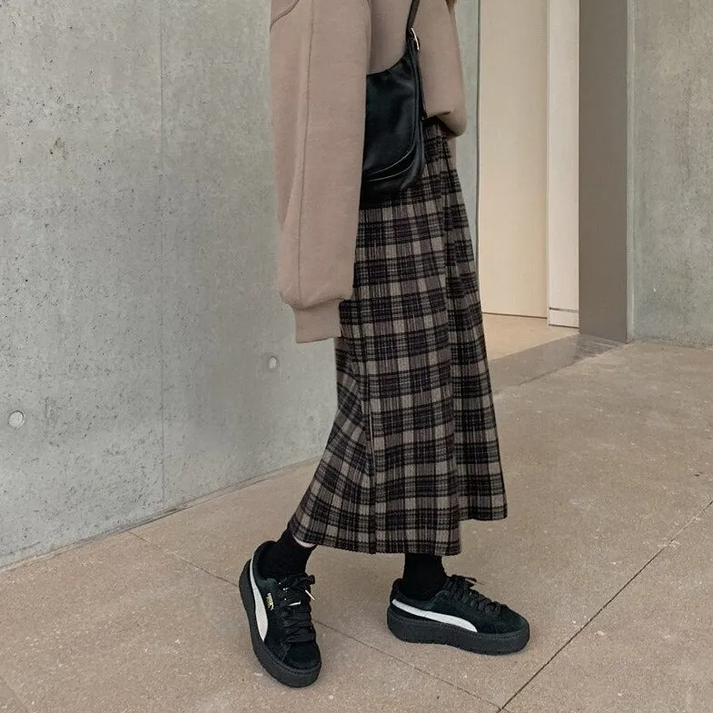 Plaid Ankle-Length Skirt