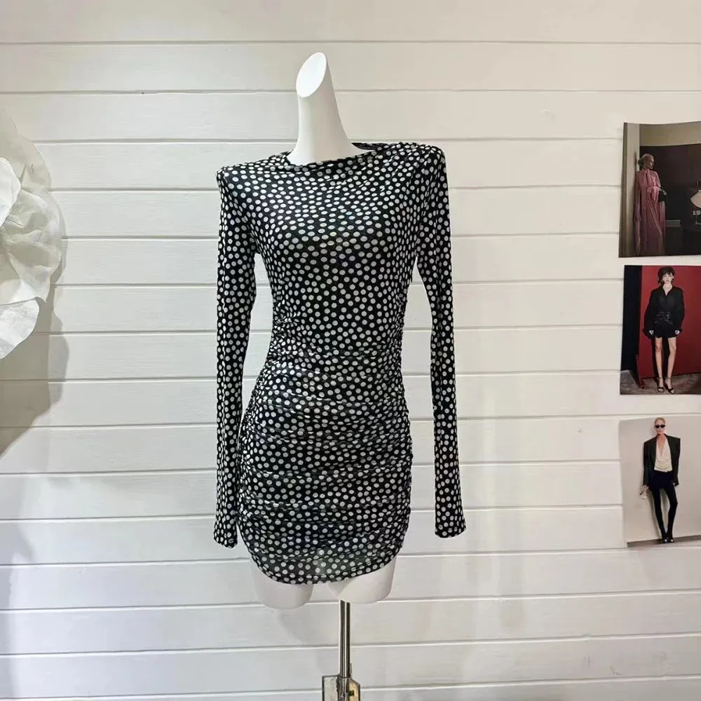 Pre Order:  Polka Dot Sexy Long Sleeved Bodycon Mini Dress