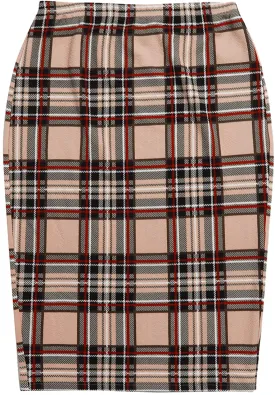 SheIn Women's Plus Size High Waist Tartan Skirt Bodycon Pencil Skinny Skirts