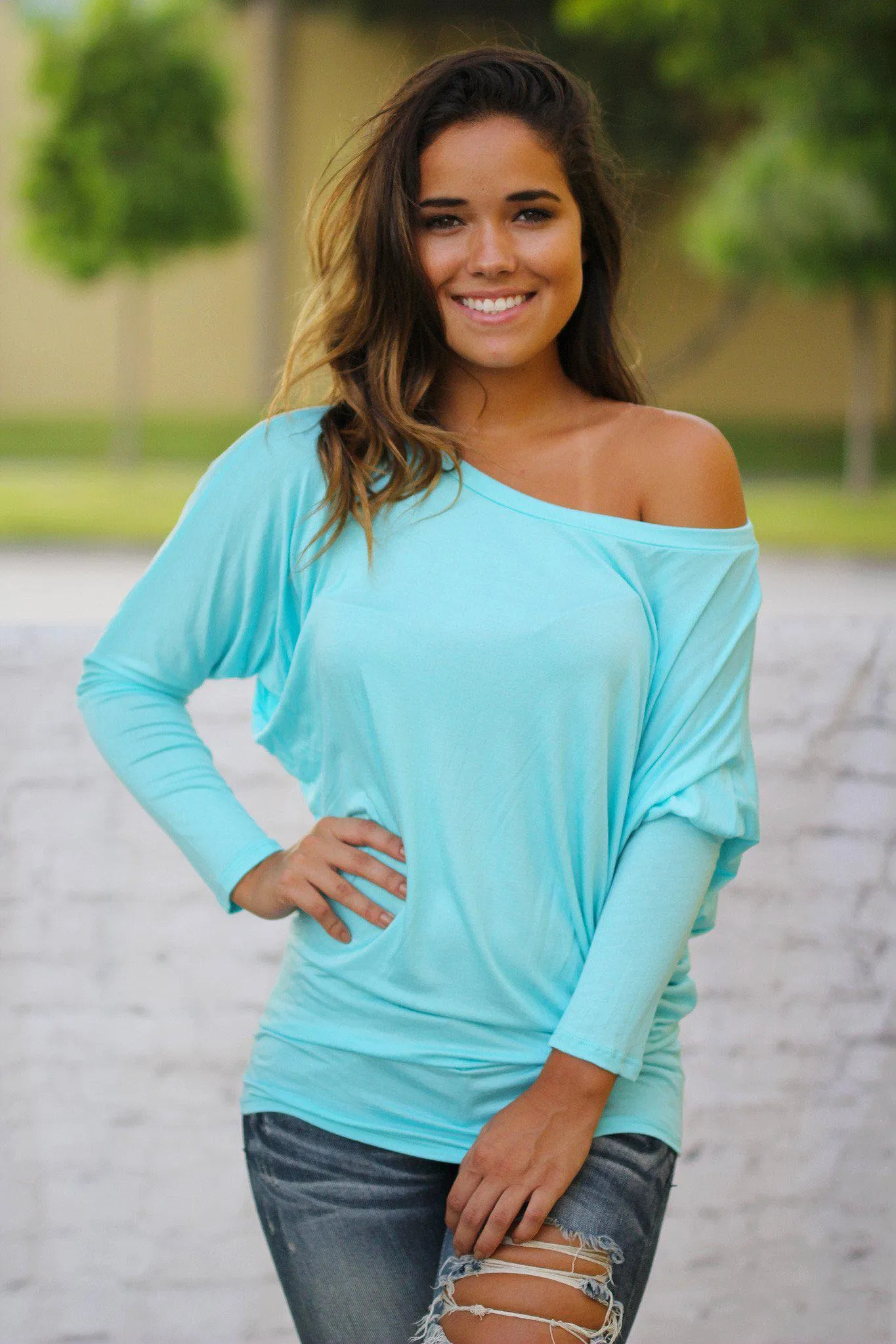 Sky Blue Long Sleeve Top