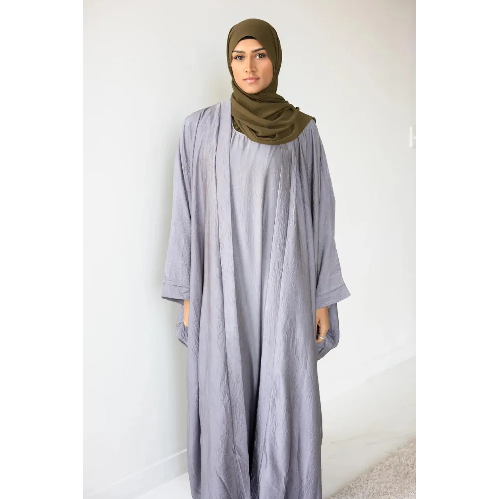 Slip Dress and Loose Fit Abaya (Silver Lining)