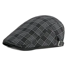 Spring Summer Plaid Thin Breathable Cotton Forward Flat Cap