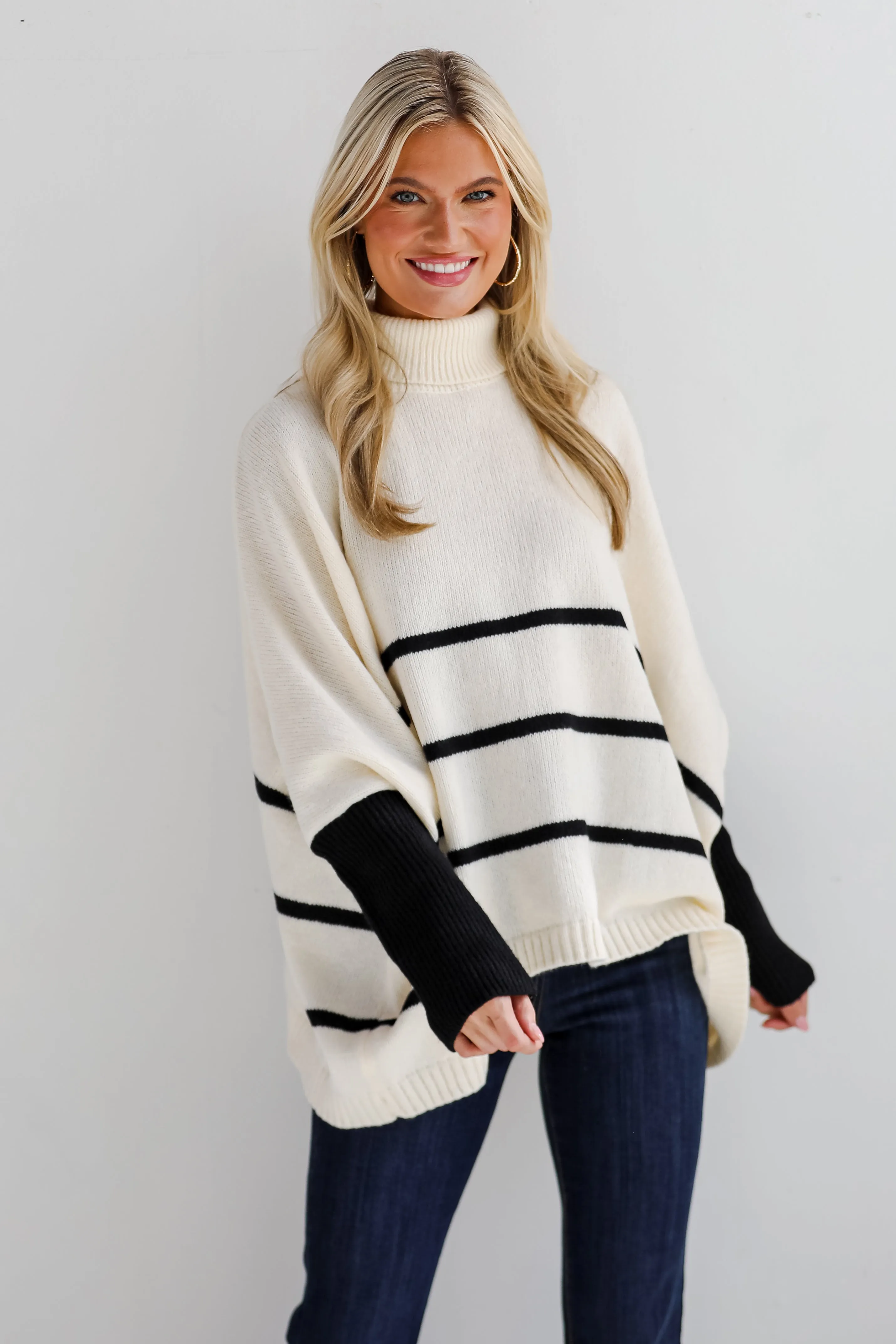 Sweetest Joy Oversized Striped Turtleneck Sweater