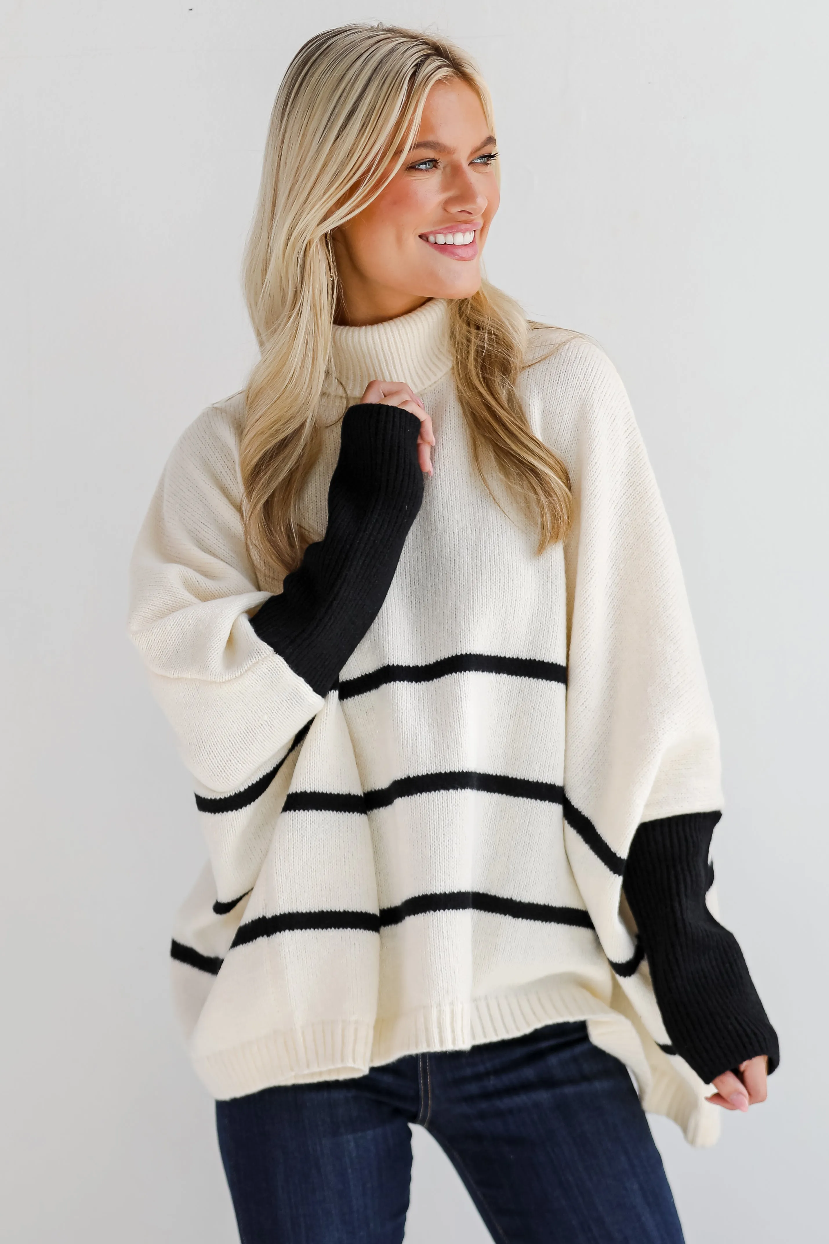 Sweetest Joy Oversized Striped Turtleneck Sweater