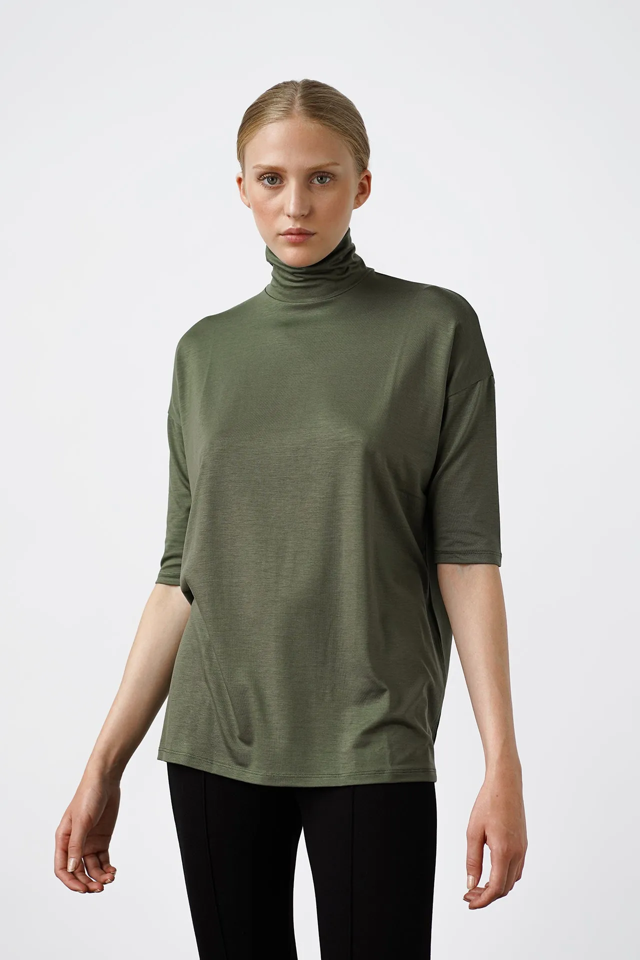 Tomasine Turtleneck Top Forest Green