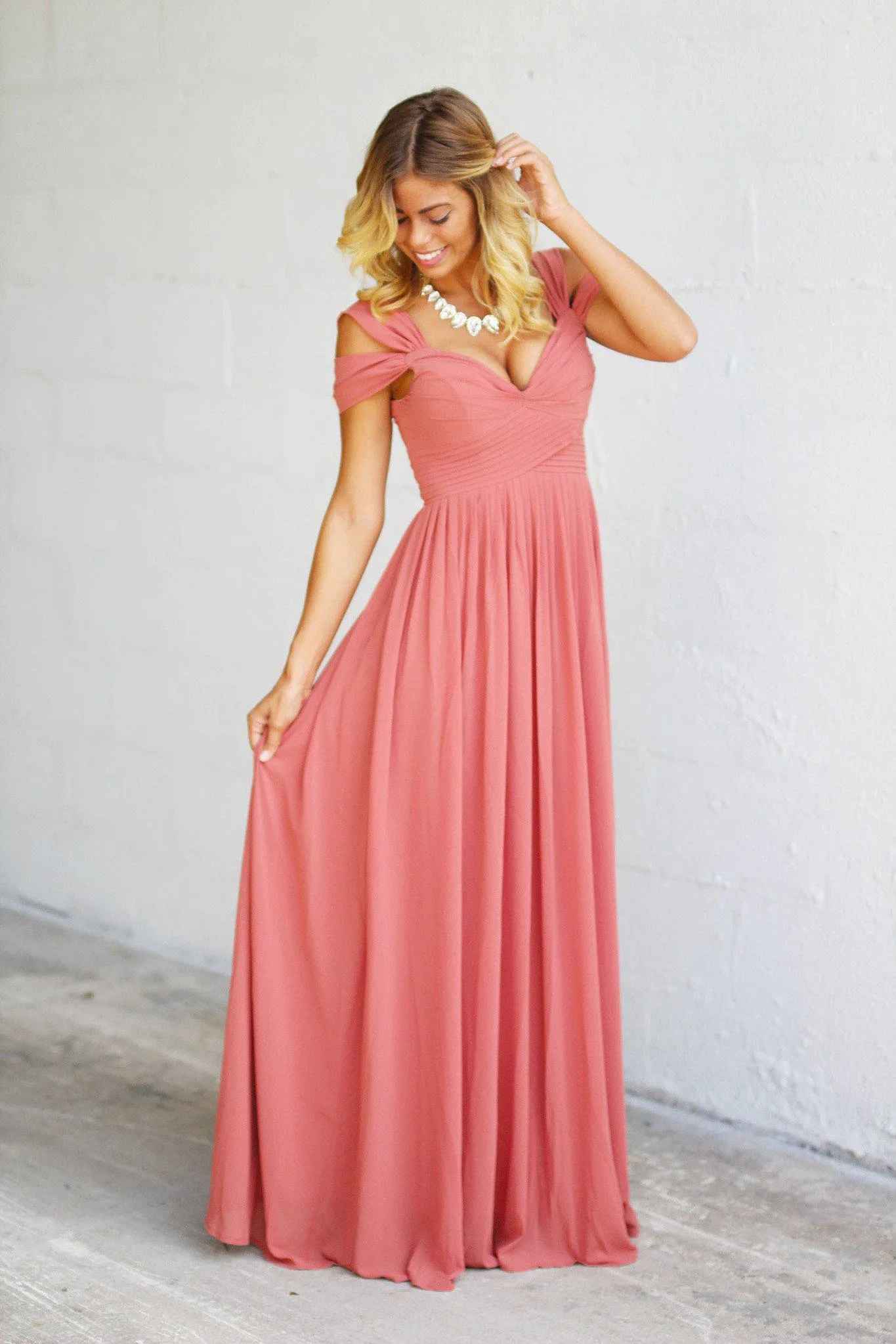 Vintage Rose Off Shoulder Maxi Dress