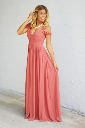 Vintage Rose Off Shoulder Maxi Dress