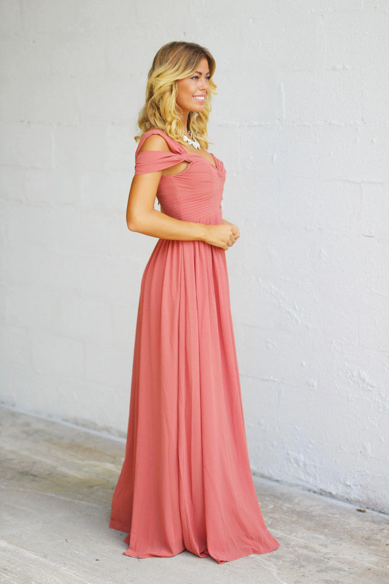 Vintage Rose Off Shoulder Maxi Dress