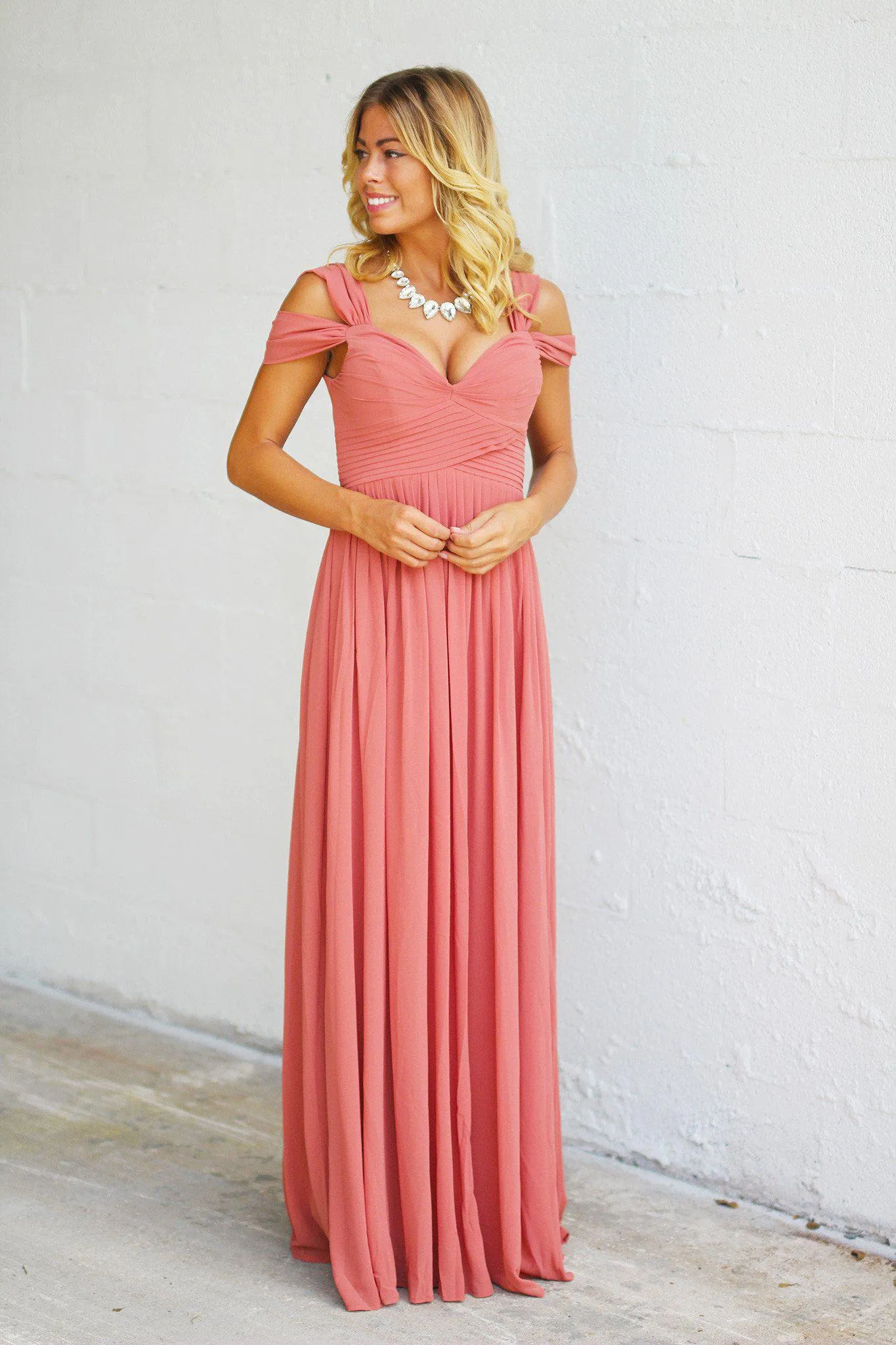 Vintage Rose Off Shoulder Maxi Dress