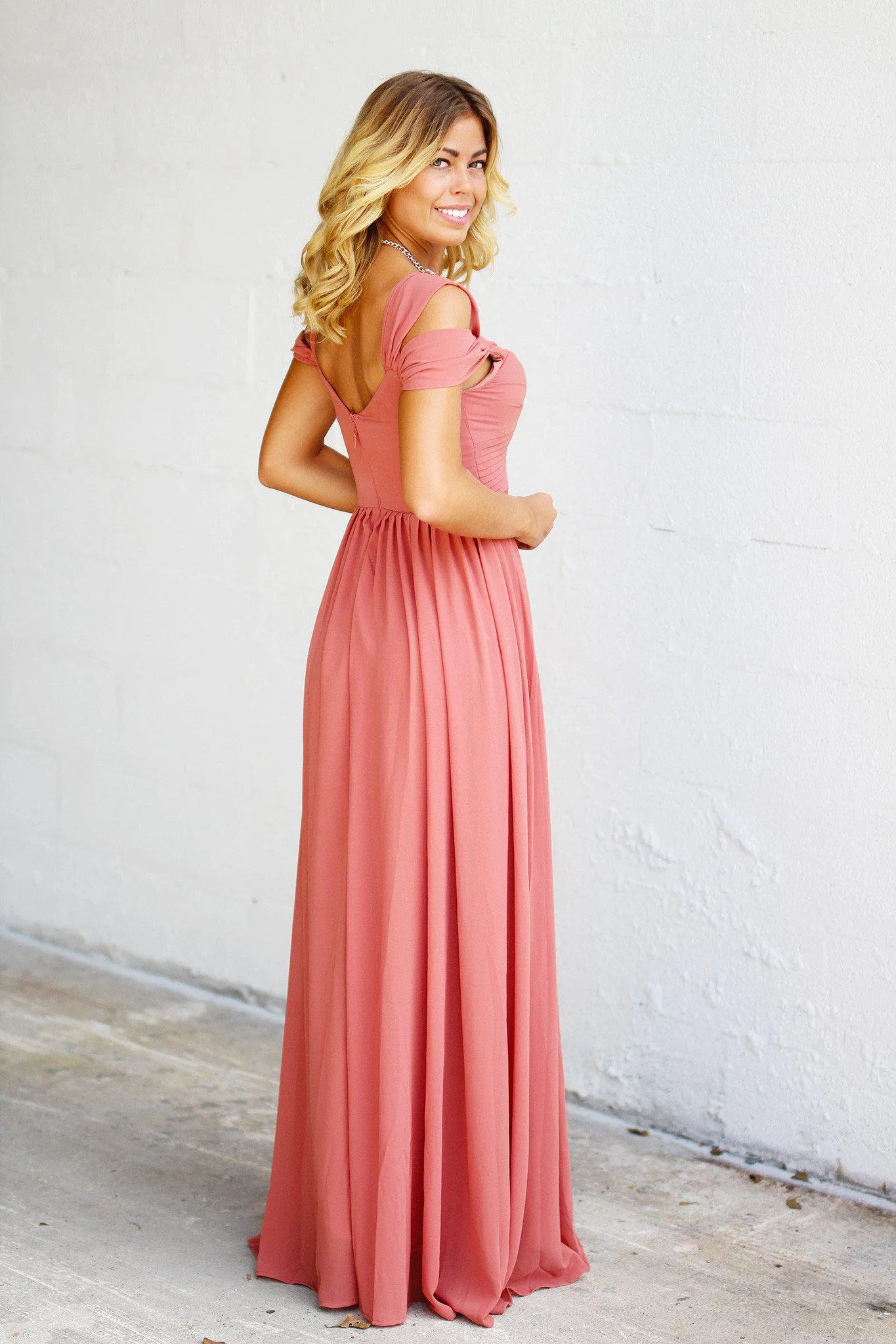 Vintage Rose Off Shoulder Maxi Dress