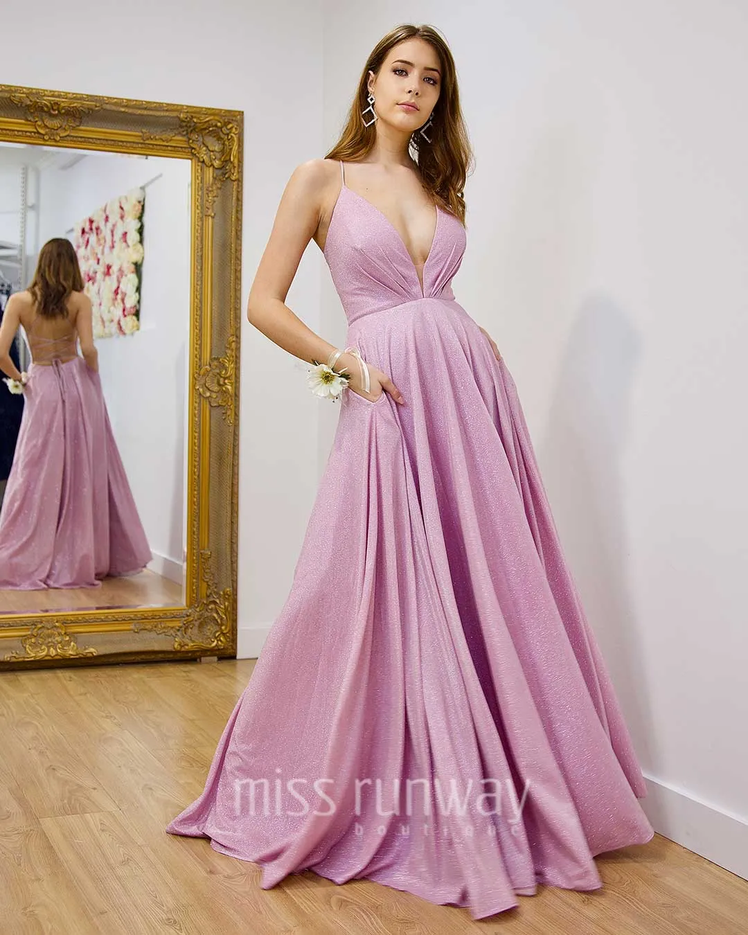 Vivien Glitter Gown - Pink