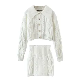 Women three-dimensional flower large lapel knitted cardigan high