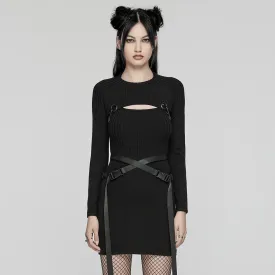 Women's Punk Buckle Two-piece Knitted Music Festival Dress