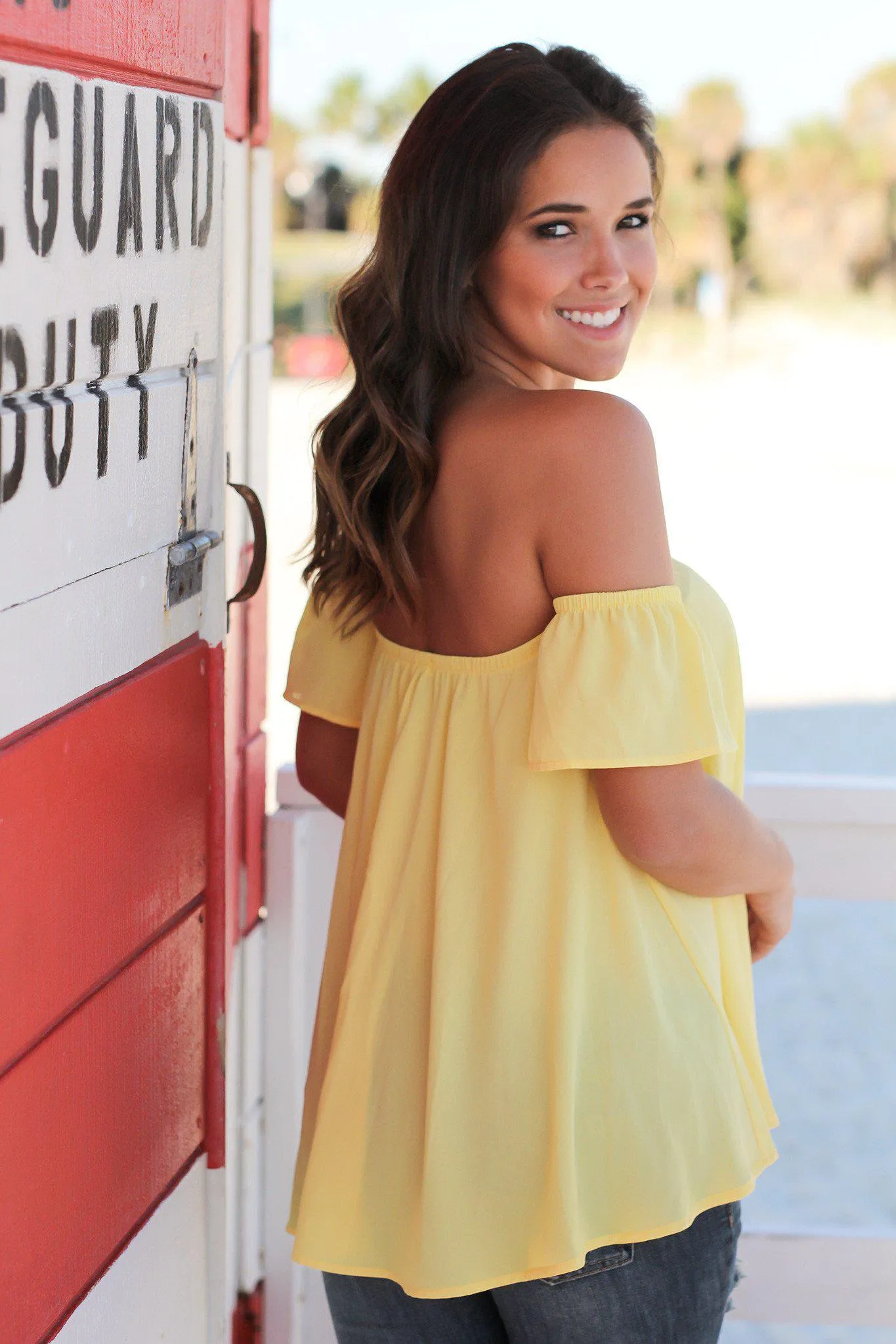 Yellow Off Shoulder Top