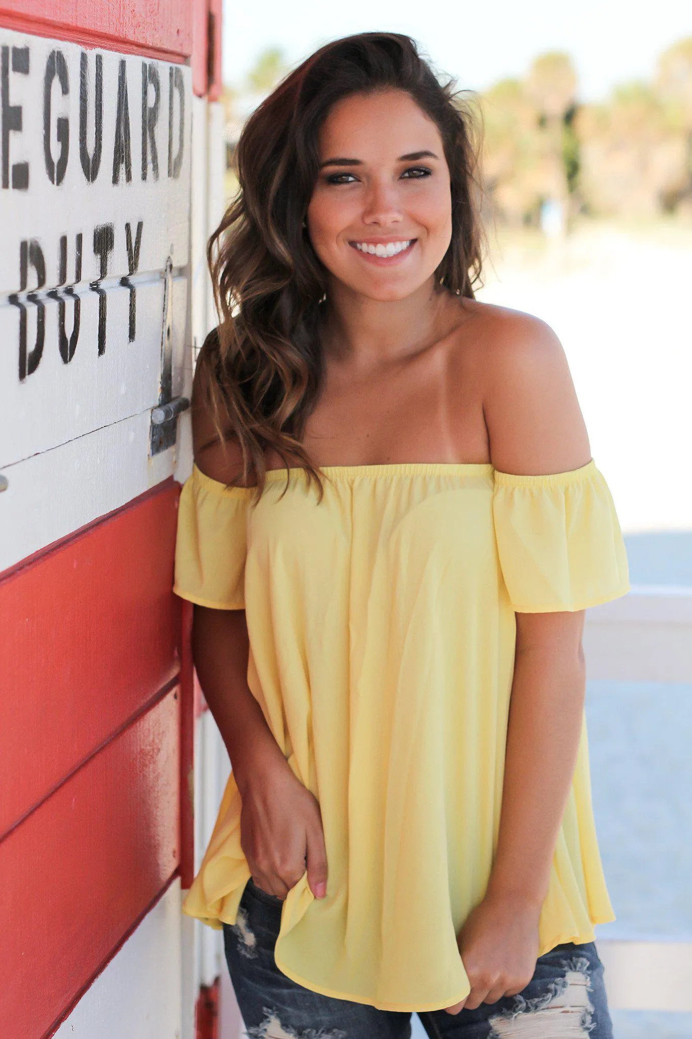 Yellow Off Shoulder Top