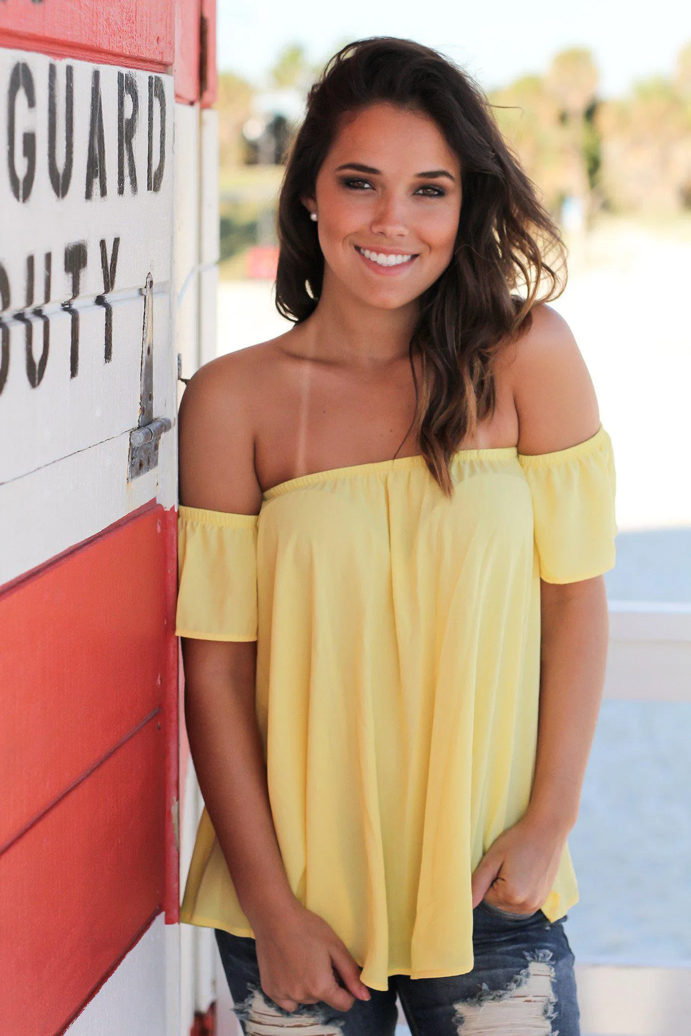 Yellow Off Shoulder Top